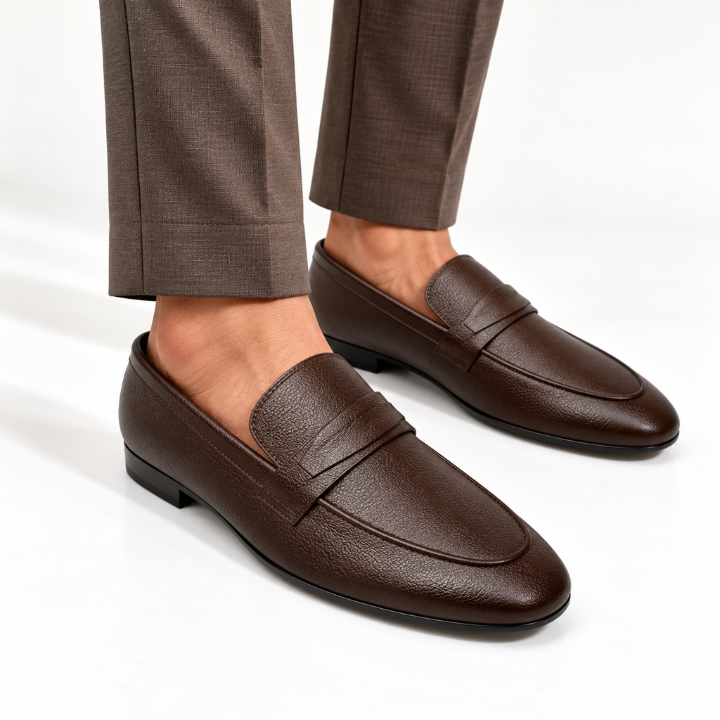 CS-31 Brown Noble Soft Grain Foldable Slip-Ons | Cloud Comfort