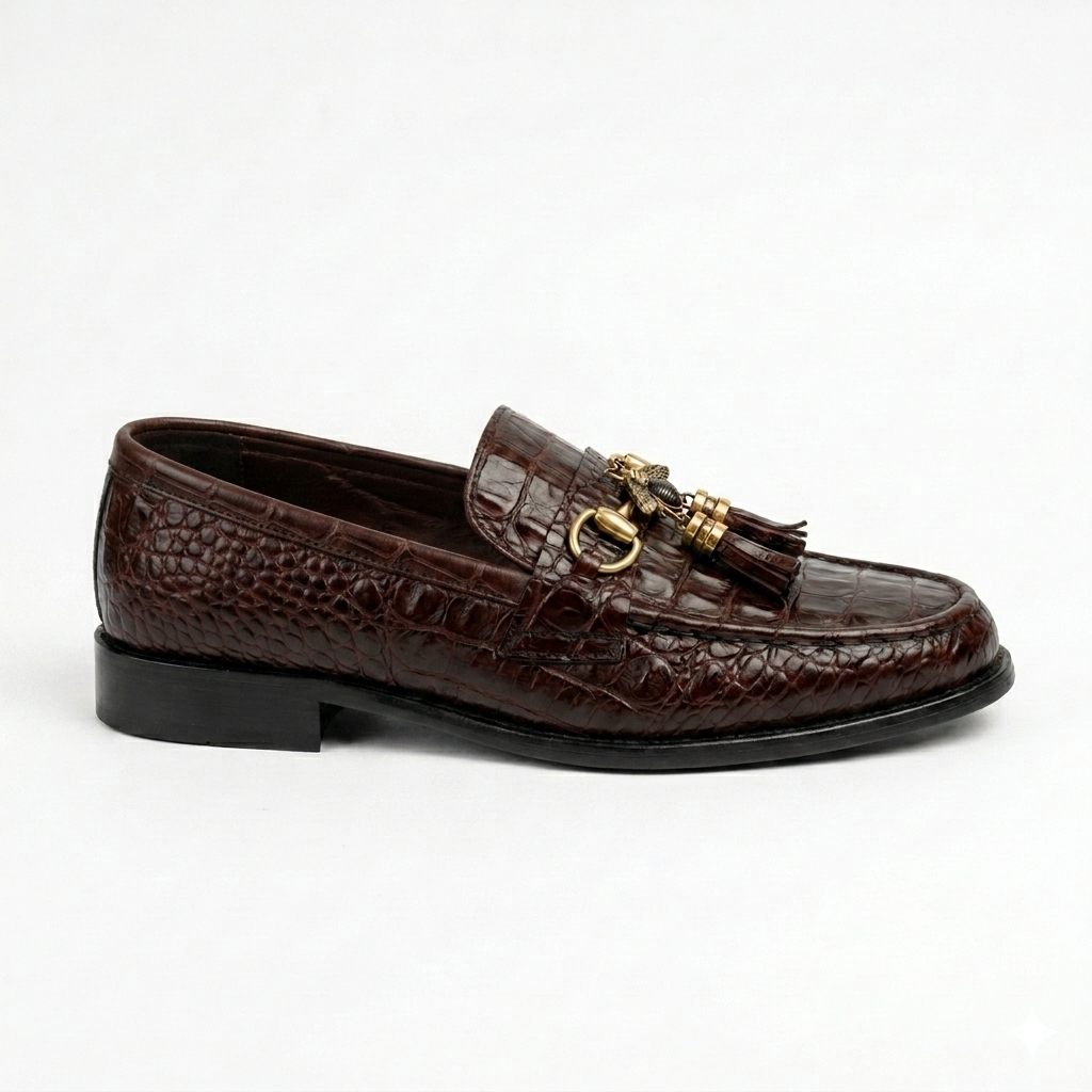 CS-26 Brown Luxe Alligator Horsebit Loafers