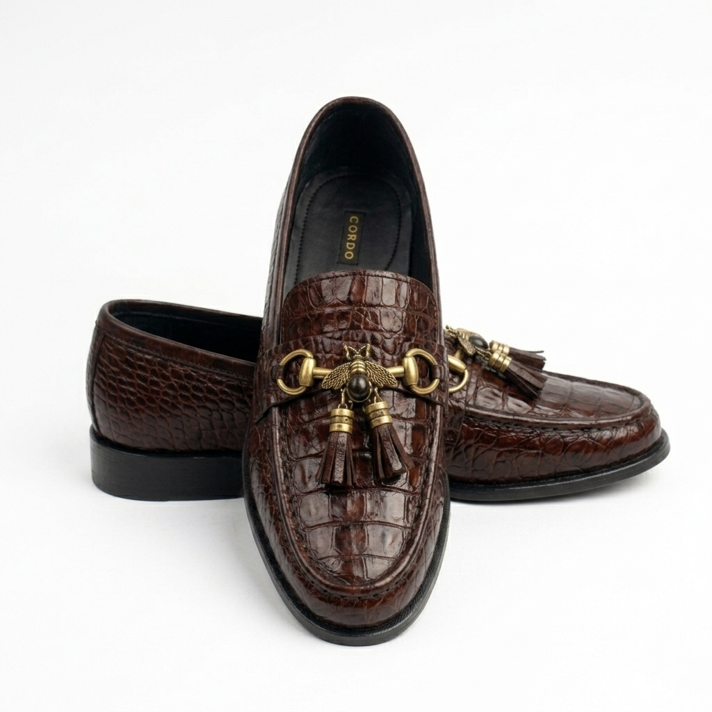 CS-26 Brown Luxe Alligator Horsebit Loafers