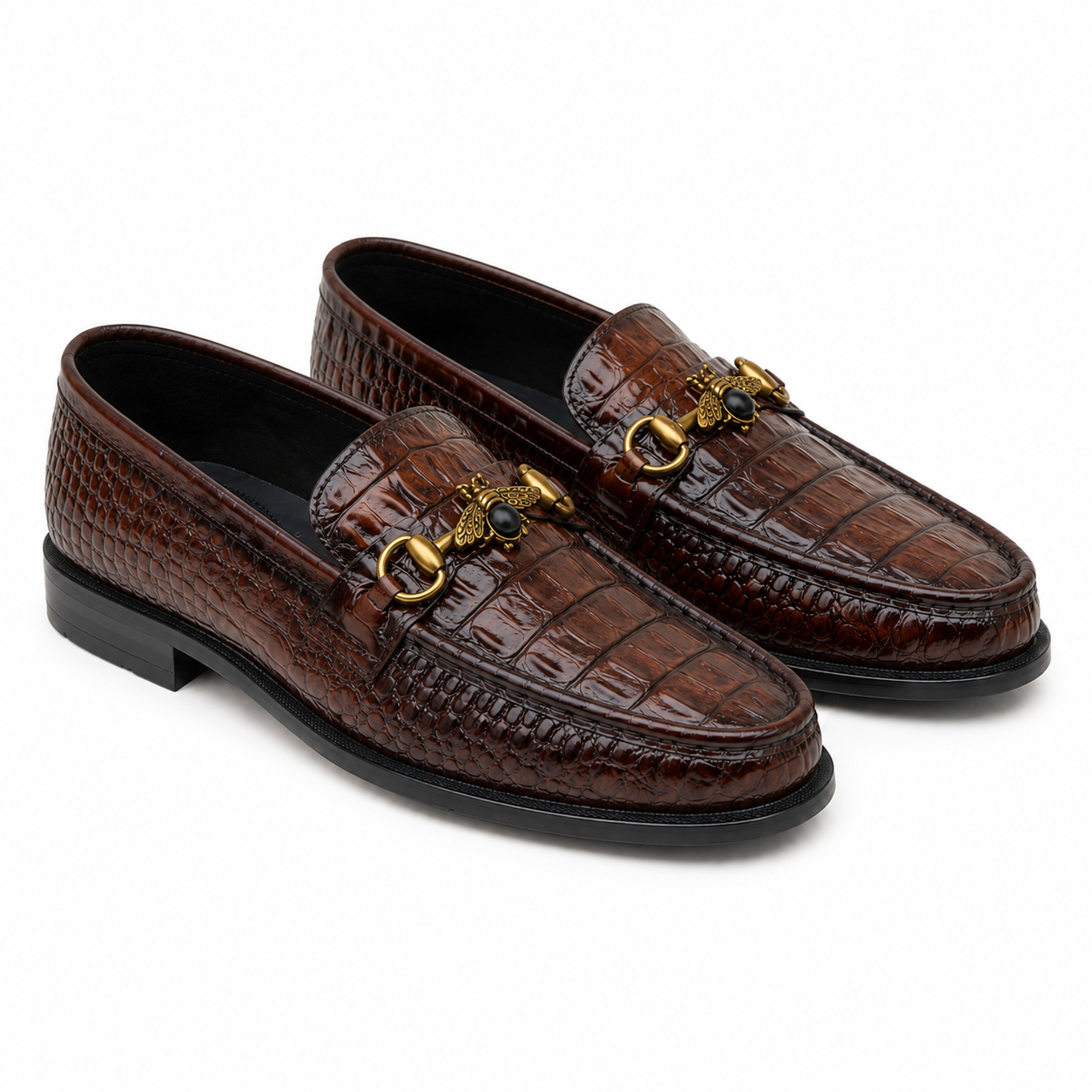 CS-26 Brown Luxe Alligator Horsebit Loafers