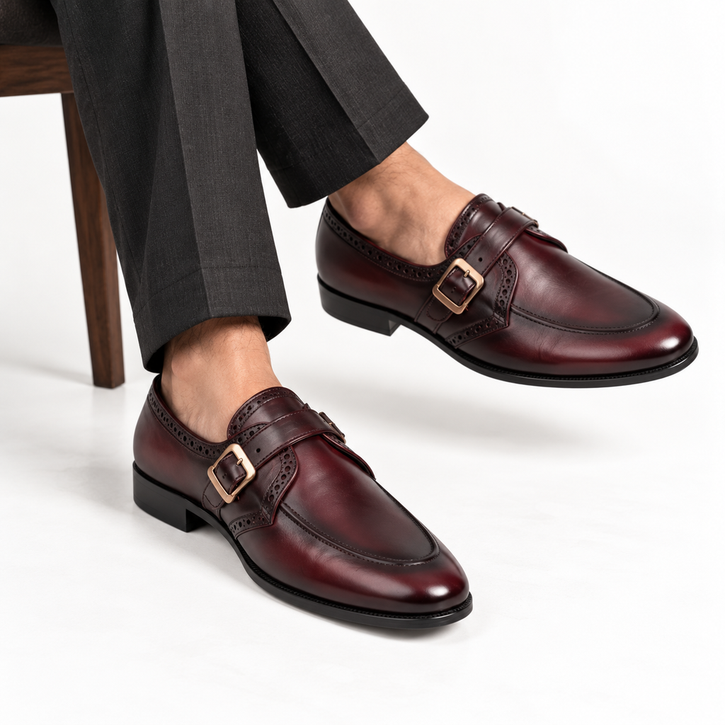 CS-17 Maroon Two Tone Brogue Formal Loafer Style