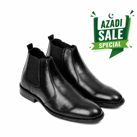 CS-03 Black Cow Leather Chelsea Boots