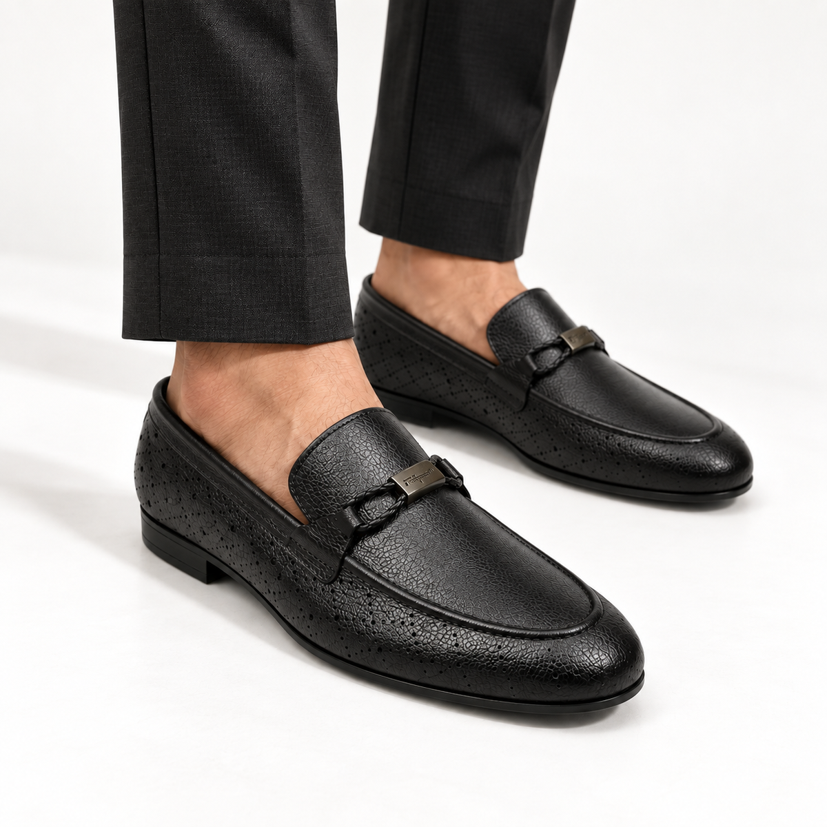 CS-30 Black Ferro Soft Grain Foldable Slip Ons | Cloud Comfort