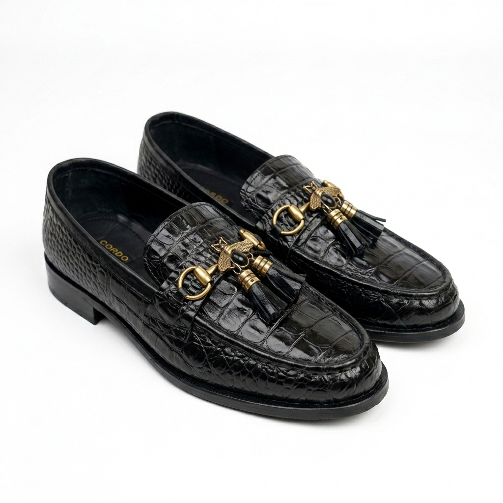 CS-26 Black Luxe Alligator Horsebit Loafers