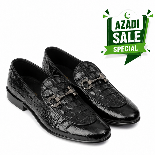 CS-16 Black Alligator Cow Leather Loafers
