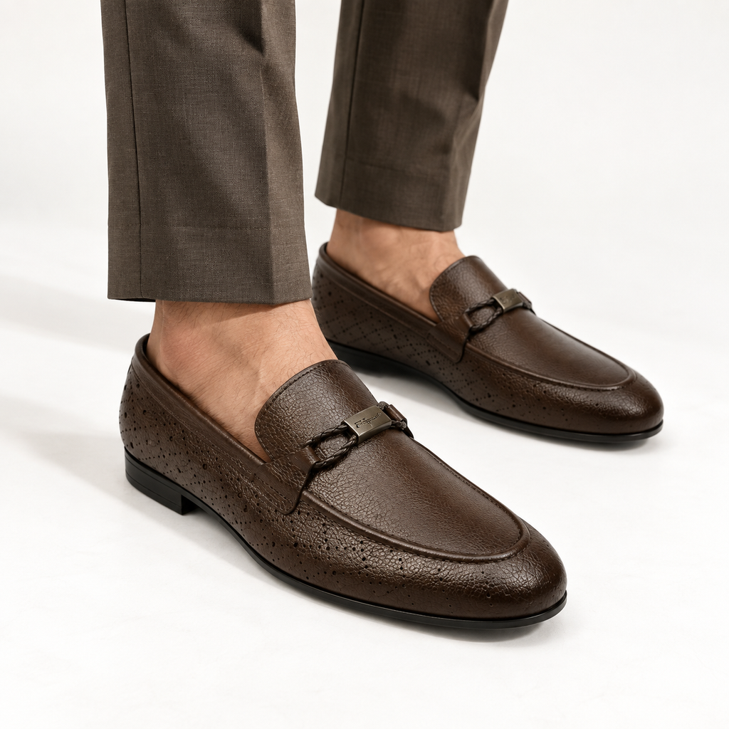 CS-30 Ferro Brown Soft Grain Foldable Slip Ons | Cloud Comfort